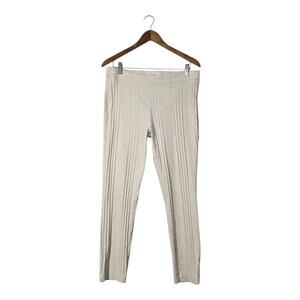Nanette Lepore Linen Blend Pants Leggings sz 12 Ivory Pull On Textured Knit